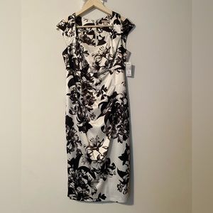 Dress Barn Black and White Floral Cocktail dress -size 6 (NWT)